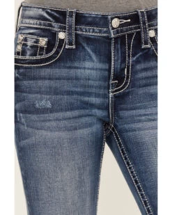 Miss Me Women's Dark Wash Mid Rise Non-Flap Pastel Cross Bootcut Jeans -Cowboy Pradise 2000387027 416 P4