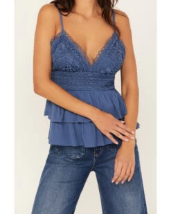 Tempted Women's Crochet Tiered Crop Cami -Cowboy Pradise 2000388370 400 P3