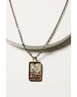 M & F Western Men's Silver Praying Cowboy Dog Tag Necklace