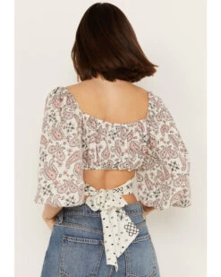 Beyond The Radar Women's Bandana Print Tie Back Top -Cowboy Pradise 2000392300 103 P4