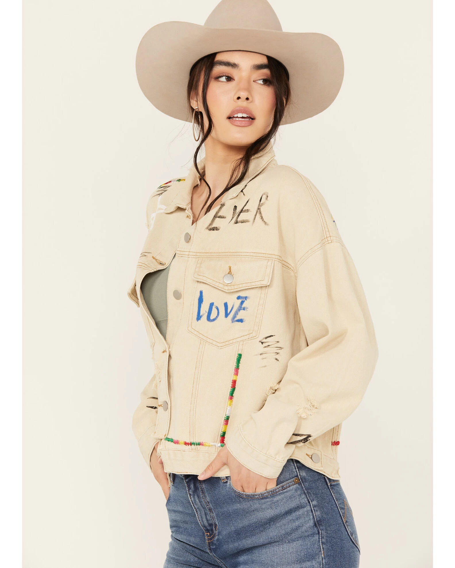 POL Women's Drawing Embellished Jacket 2 POL Women's Drawing Embellished Jacket - Image 2