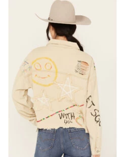 POL Women's Drawing Embellished Jacket 7 POL Women's Drawing Embellished Jacket -Cowboy Pradise 2000393562 110 P4