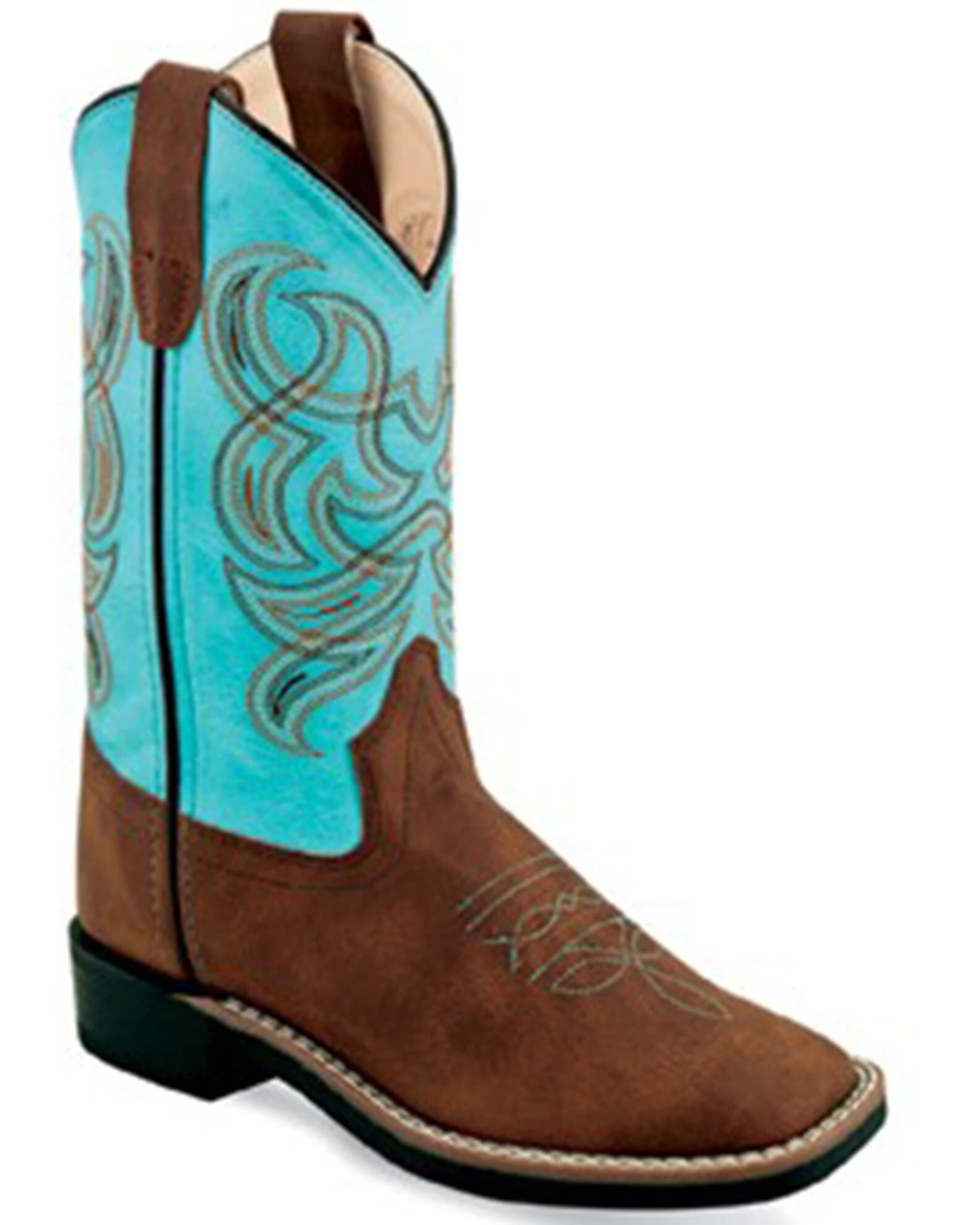 Old West Girls' Embroidered Western Boots - Broad Square Toe 1 Old West Girls' Embroidered Western Boots - Broad Square Toe
