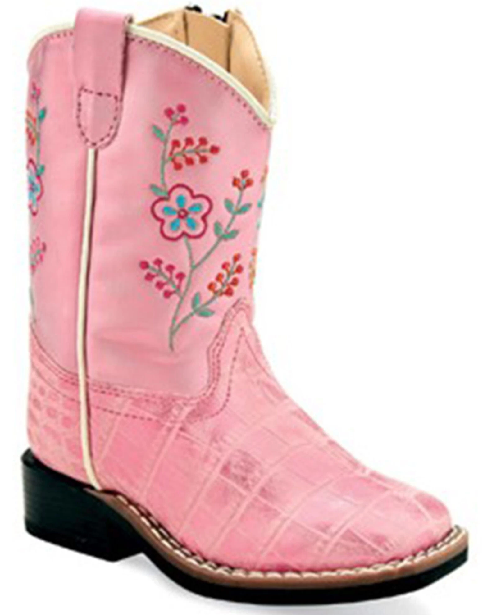 Old West Toddler Girls' Crocodile Print Western Boots - Broad Square Toe 1 Old West Toddler Girls' Crocodile Print Western Boots - Broad Square Toe