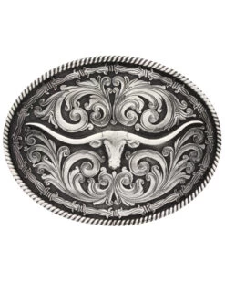 Montana Silversmiths Long Horn Attitude Belt Buckle