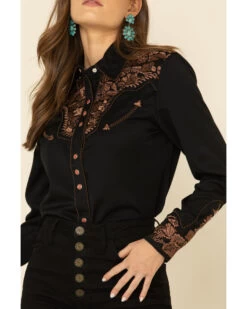 Scully Women's Floral Embroidered Long Sleeve Western Shirt -Cowboy Pradise 658137 89 P3
